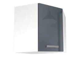 Cuisine Complète D'angle - 9 éléments De Rangements - Gris & Blanc - TRATTORIA -Electroménager Soldes meuble de cuisine 12409059