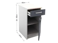 Cuisine Complète D'angle - 9 éléments De Rangements - Gris & Blanc - TRATTORIA -Electroménager Soldes meuble de cuisine 12409075