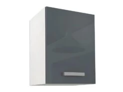 Cuisine Complète D'angle - 9 éléments De Rangements - Gris & Blanc - TRATTORIA -Electroménager Soldes meuble de cuisine 12409077