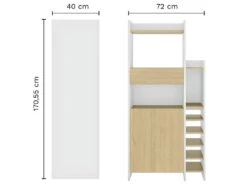 Desserte Micro-onde KITCHY - Blanc Et Chêne Clair - TEMAHOME 11 Desserte Micro-onde KITCHY - Blanc Et Chêne Clair - TEMAHOME -Electroménager Soldes meuble de cuisine 12515529