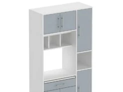 Buffet De Cuisine LOUISE - Blanc Et Gris Céladon - SYMBIOSIS -Electroménager Soldes meuble de cuisine 12515551