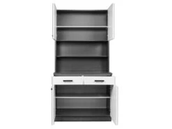 Buffet De Cuisine Avec 4 Portes, 2 Tiroirs Et 2 Niches - Blanc Et Anthracite - MADULIA -Electroménager Soldes meuble de cuisine 12566275