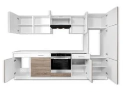 Cuisine Complète - 280 Cm - 9 éléments De Rangements - Naturel Et Blanc - CIBONA -Electroménager Soldes meuble de cuisine 12668711