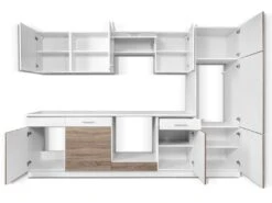 Cuisine Complète - 280 Cm - 9 éléments De Rangements - Naturel Et Blanc - CIBONA -Electroménager Soldes meuble de cuisine 12668713