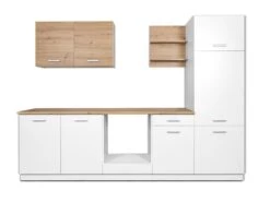 Cuisine Complète - 270 Cm - 6 éléments De Rangements - Naturel Et Blanc - CUCINATA -Electroménager Soldes meuble de cuisine 12668715