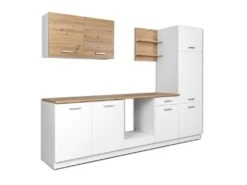 Cuisine Complète - 270 Cm - 6 éléments De Rangements - Naturel Et Blanc - CUCINATA -Electroménager Soldes meuble de cuisine 12668719