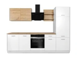 Cuisine Complète - 270 Cm - 6 éléments De Rangements - Naturel Et Blanc - CUCINATA -Electroménager Soldes meuble de cuisine 12668725