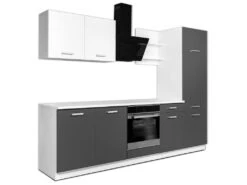 Cuisine Complète - 270 Cm - 6 éléments De Rangements - Anthracite Et Blanc - CAMBUSITA -Electroménager Soldes meuble de cuisine 12668969