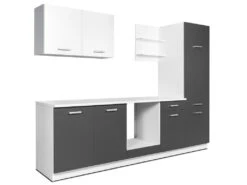 Cuisine Complète - 270 Cm - 6 éléments De Rangements - Anthracite Et Blanc - CAMBUSITA -Electroménager Soldes meuble de cuisine 12668973