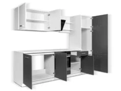 Cuisine Complète - 270 Cm - 6 éléments De Rangements - Anthracite Et Blanc - CAMBUSITA -Electroménager Soldes meuble de cuisine 12668977