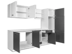 Cuisine Complète - 270 Cm - 6 éléments De Rangements - Anthracite Et Blanc - CAMBUSITA -Electroménager Soldes meuble de cuisine 12668991