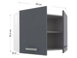 Cuisine Complète D'angle - 11 éléments De Rangements - Anthracite Et Blanc - TRATTORIA -Electroménager Soldes meuble de cuisine 12678671