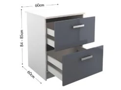 Cuisine Complète D'angle - 11 éléments De Rangements - Anthracite Et Blanc - TRATTORIA -Electroménager Soldes meuble de cuisine 12678679