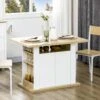 Îlot Central Cuisine Table à Manger 4-6 Personnes - 4 Portes, étagères - Dim. 110L X 70l X 75H Cm - Panneaux Blanc Aspect Chêne Clair -Electroménager Soldes meuble de cuisine 12680597
