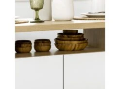 Îlot Central Cuisine Table à Manger 4-6 Personnes - 4 Portes, étagères - Dim. 110L X 70l X 75H Cm - Panneaux Blanc Aspect Chêne Clair -Electroménager Soldes meuble de cuisine 12680603