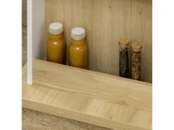 Îlot Central Cuisine Table à Manger 4-6 Personnes - 4 Portes, étagères - Dim. 110L X 70l X 75H Cm - Panneaux Blanc Aspect Chêne Clair -Electroménager Soldes meuble de cuisine 12680605