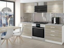 EMBER | Cuisine Complète Modulaire Linéaire L 120 Cm 4 Pcs | Plan De Travail INCLUS | Ensemble Armoires Meubles Cuisine