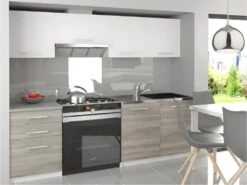 SCANDIK | Cuisine Complète Modulaire Linéaire L 180/120 Cm 5 Pcs | Plan De Travail INCLUS | Ensemble Armoires Placards Cuisine