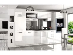 PRISMA | Cuisine Complète Linéaire L 300cm 8 Pcs | Plan De Travail INCLUS | Ensemble Armoires Cuisine