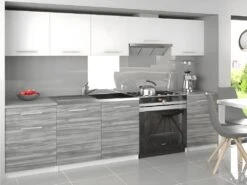 NOVIA | Cuisine Complète Modulaire Linéaire L 240/180 Cm 7 Pcs | Plan De Travail INCLUS | Ensemble Armoires Meubles Cuisine
