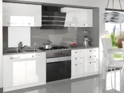 CORNETTA | Cuisine Complète Modulaire Linéaire L 160 Cm 6 Pcs | Plan De Travail INCLUS | Ensemble Armoires Meubles Cuisine