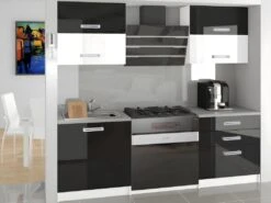 MELIOR | Cuisine Complète Modulaire Linéaire L 120cm 4 Pcs | Plan De Travail INCLUS | Ensemble Armoires Cuisine Gloss