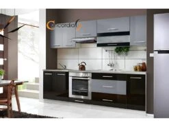 ELM 260 | Cuisine Complète 2,6 M | 8 Pcs + Plan De Travail INCLUS | Ensemble Meubles Cuisine Linéaire + Armoire Four Encastrable
