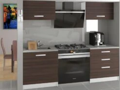 ROYAL | Cuisine Complète Modulaire Linéaire L 120 Cm 4 Pcs | Plan De Travail INCLUS | Ensemble Armoires Meubles Cuisine