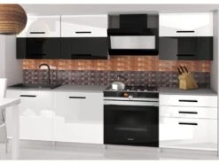 LOFT | Cuisine Complète Modulaire Linéaire L 180 Cm 6 Pcs | Plan De Travail INCLUS | Ensemble De Cuisine Finition Gloss