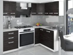 DARCIA | Cuisine Complète D'angle + Modulaire L 300 Cm 8 Pcs | Plan De Travail INCLUS | Ensemble Armoires Modernes Cuisine