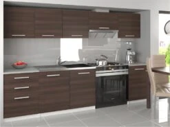 NOVIA | Cuisine Complète Modulaire Linéaire 240/180cm 7 Pcs | Plan De Travail INCLUS | Ensemble Armoires Meubles Cuisine