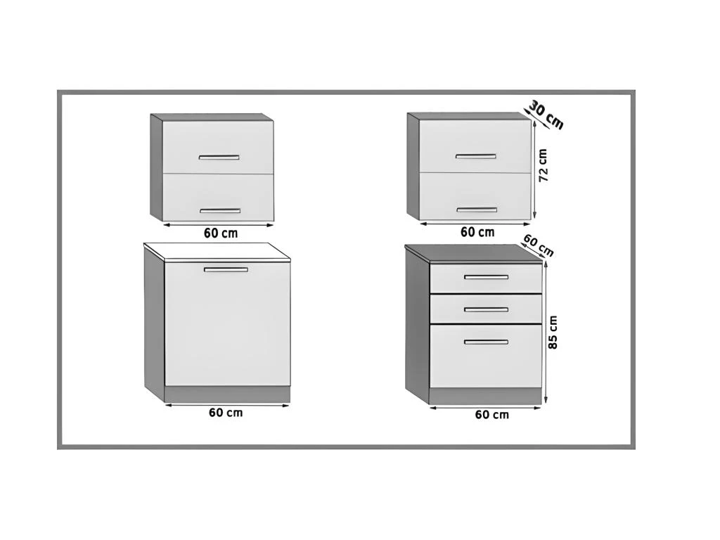 CINDER | Cuisine Complète Modulaire Linéaire L 120 Cm 4 Pcs | Plan De Travail INCLUS | Ensemble Armoires Cuisine 4 CINDER | Cuisine Complète Modulaire Linéaire L 120 Cm 4 Pcs | Plan De Travail INCLUS | Ensemble Armoires Cuisine – Image 2