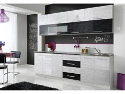 COVE N | Cuisine Complète L 260 Cm | 8pcs + Plan De Travail INCLUS | Ensemble Meubles De Cuisine | Armoires Cuisine Linéaire