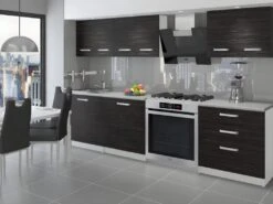 NOORA | Cuisine Complète Modulaire + Linéaire L 180cm 6 Pcs | Plan De Travail INCLUS | Ensemble Armoires Meubles Cuisine