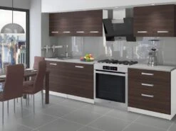 NOORA | Cuisine Complète Modulaire + Linéaire L 180 Cm 6 Pcs | Plan De Travail INCLUS | Ensemble Armoires Meubles Cuisine