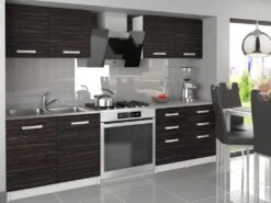 ODETTA | Cuisine Complète Modulaire Linéaire L160 Cm 6 Pcs | Plan De Travail INCLUS | Ensemble Armoires Meubles Cuisine