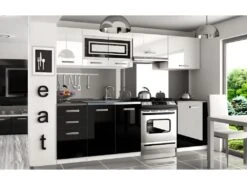 IKAR | Cuisine Complète Modulaire Linéaire L 240/180cm 7 Pcs | Plan De Travail INCLUS | Ensemble Meubles De Cuisine Moderne