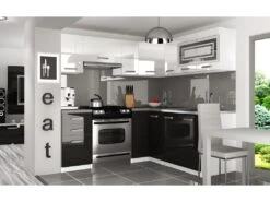 LOUKA | Cuisine Complète D'angle + Modulaire L 360 Cm 9 Pcs | Plan De Travail INCLUS | Ensemble Armoires Modernes Cuisine