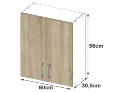 ASTRA - Meuble De Cuisine Haut Mural Style Moderne - 60x58x30.5 - 2 Portes 7 ASTRA - Meuble De Cuisine Haut Mural Style Moderne - 60x58x30.5 - 2 Portes -Electroménager Soldes meuble de cuisine 12694751