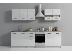 ANINE | Cuisine Complète Modulaire + Linéaire L 200 Cm 6 Pcs | Plan De Travail INCLUS | Meubles Cuisine | Finition Gloss