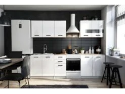 ANINE | Cuisine Complète Modulaire + Linéaire L 200 Cm 6 Pcs | Plan De Travail INCLUS | Meubles Cuisine | Finition Gloss -Electroménager Soldes meuble de cuisine 12862017
