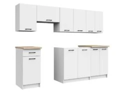 ASTRA | Cuisine Complète Linéaire + Modulaire 240cm 7 Pcs | Plan De Travail INCLUS | Ensemble Meubles Cuisine