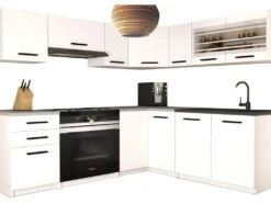 LIDIANTO - Cuisine Complète L360 Cm - Cuisine D'angle 9 Pcs - Plan De Travail Inclus