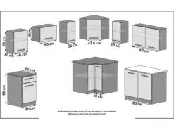 LIDIER - Cuisine Complète L360 Cm - Cuisine D'angle 9 Pcs - Plan De Travail Inclus -Electroménager Soldes meuble de cuisine 12883549