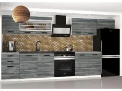 ELLANTO - Cuisine Complète L240 Cm - Cuisine Droite 7 Pcs - Plan De Travail Inclus -Electroménager Soldes meuble de cuisine 12883979