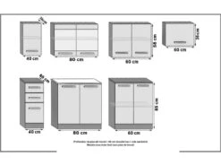 ELLANTO - Cuisine Complète L240 Cm - Cuisine Droite 7 Pcs - Plan De Travail Inclus -Electroménager Soldes meuble de cuisine 12883981