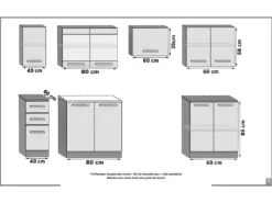 TAHLIA - Cuisine Complète L240 Cm - Cuisine Droite 7 Pcs - Plan De Travail Inclus -Electroménager Soldes meuble de cuisine 12884241