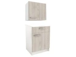 Cuisine Complète D'angle - 13 éléments De Rangements - Naturel Et Blanc - TRATTORIA -Electroménager Soldes meuble de cuisine 13181955