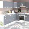 Cuisine Complète D'angle - 13 éléments De Rangements -Gris Et Blanc - TRATTORIA -Electroménager Soldes meuble de cuisine 13182163