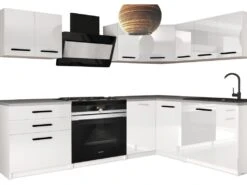 ARMINAL - Cuisine Complète L360 Cm - Cuisine D'angle 8 Pcs - Plan De Travail Inclus